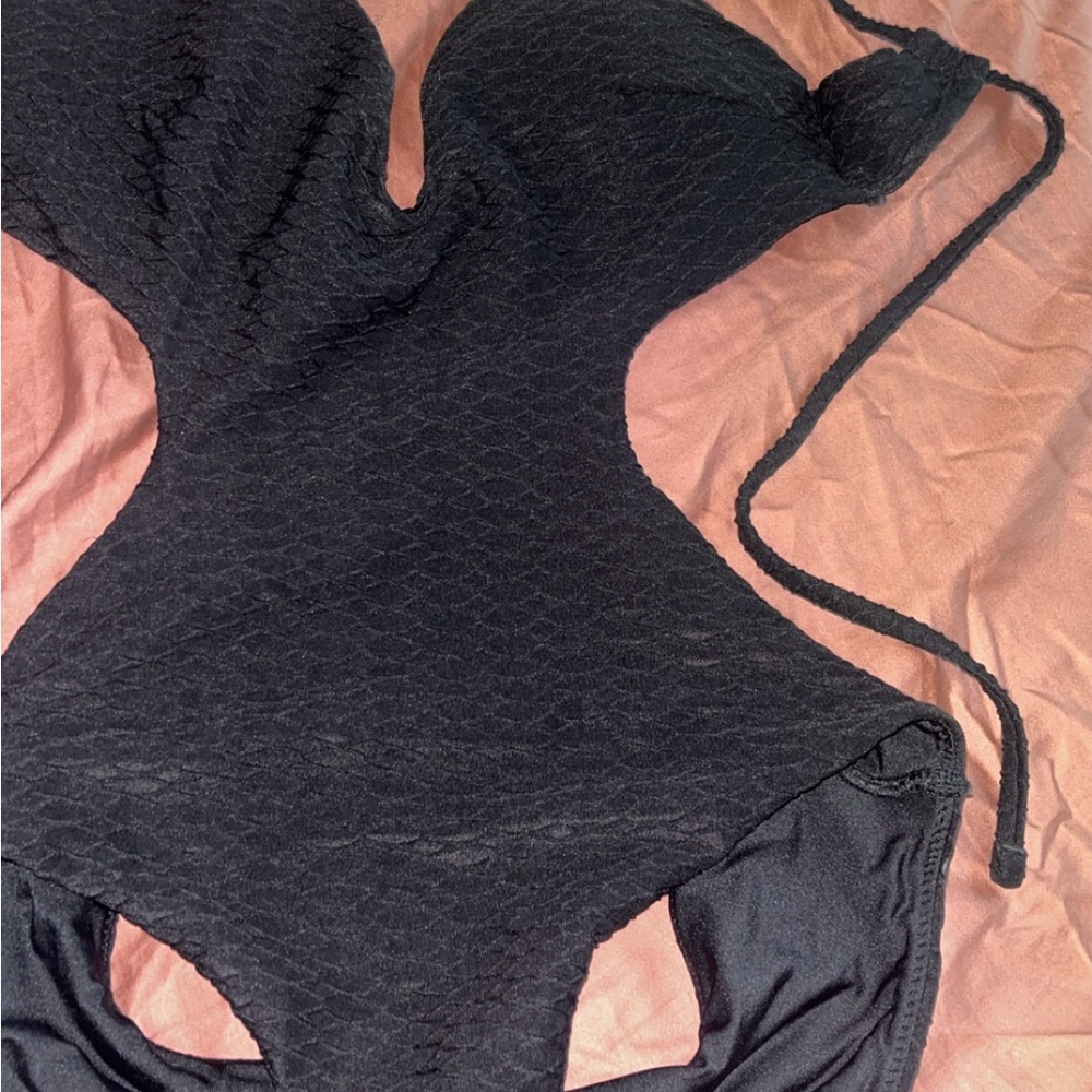 Victoria's Secret Black Textured Swimwear